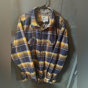 Men’s Legendary Outdoors Yellow and Blue Plaid Flannel Shirt